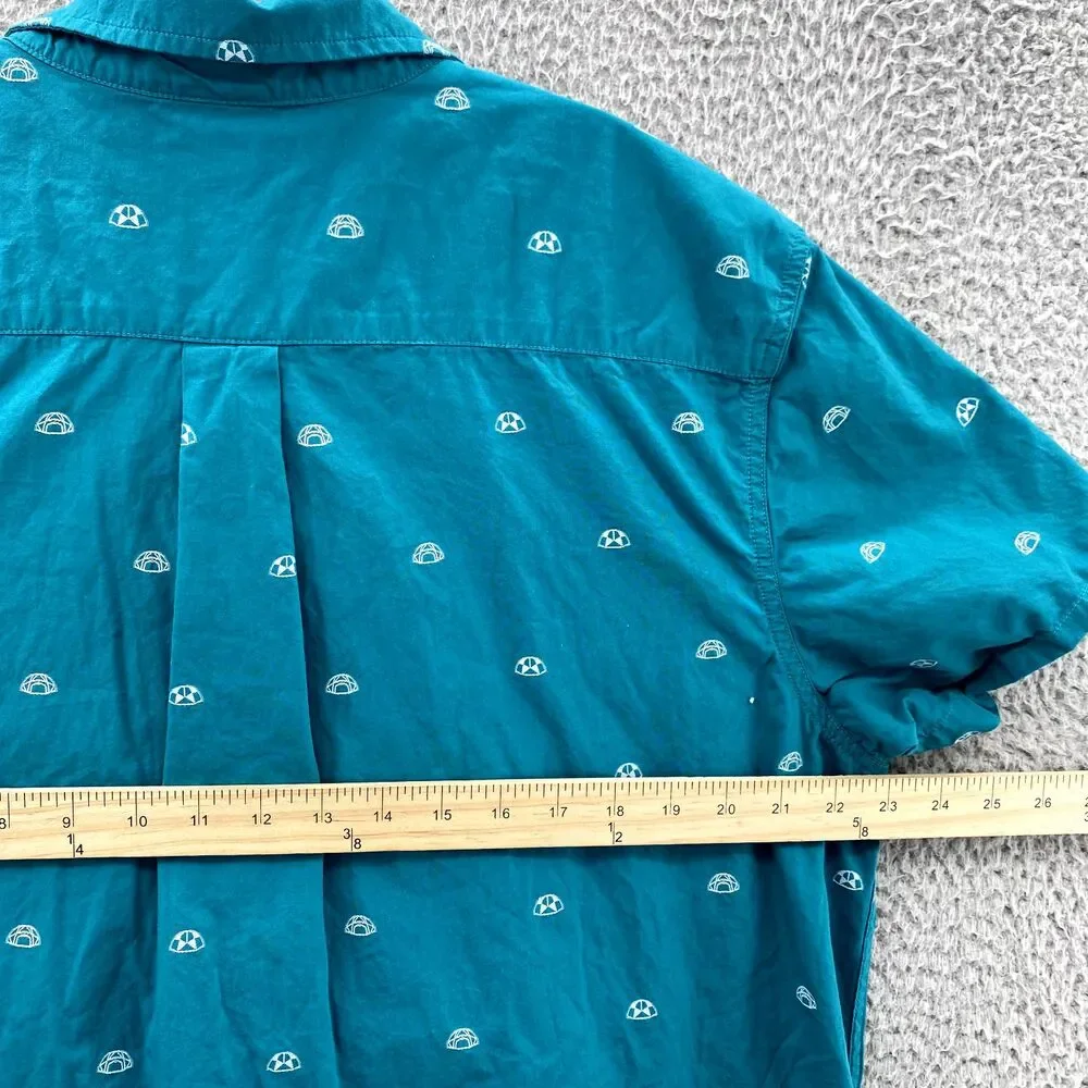 The North Face Baytrail Jacquard Shirt Mens XL Teal Short Sleeve Gorpcore Casual